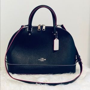 black leather coach handbag